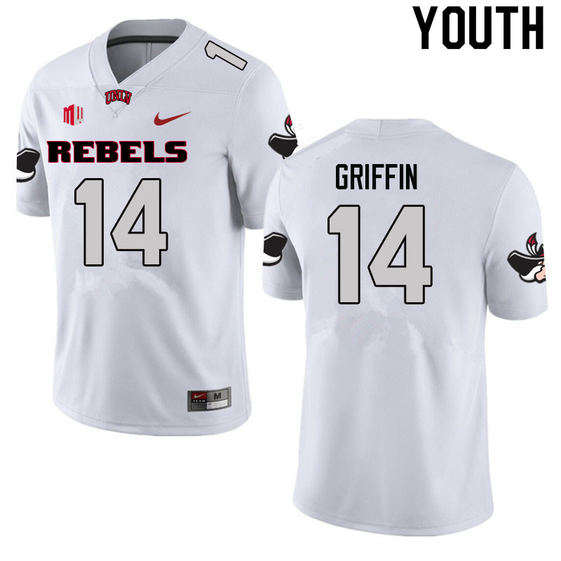 Youth #14 Zyell Griffin UNLV Rebels College Football Jerseys Sale-White - Click Image to Close